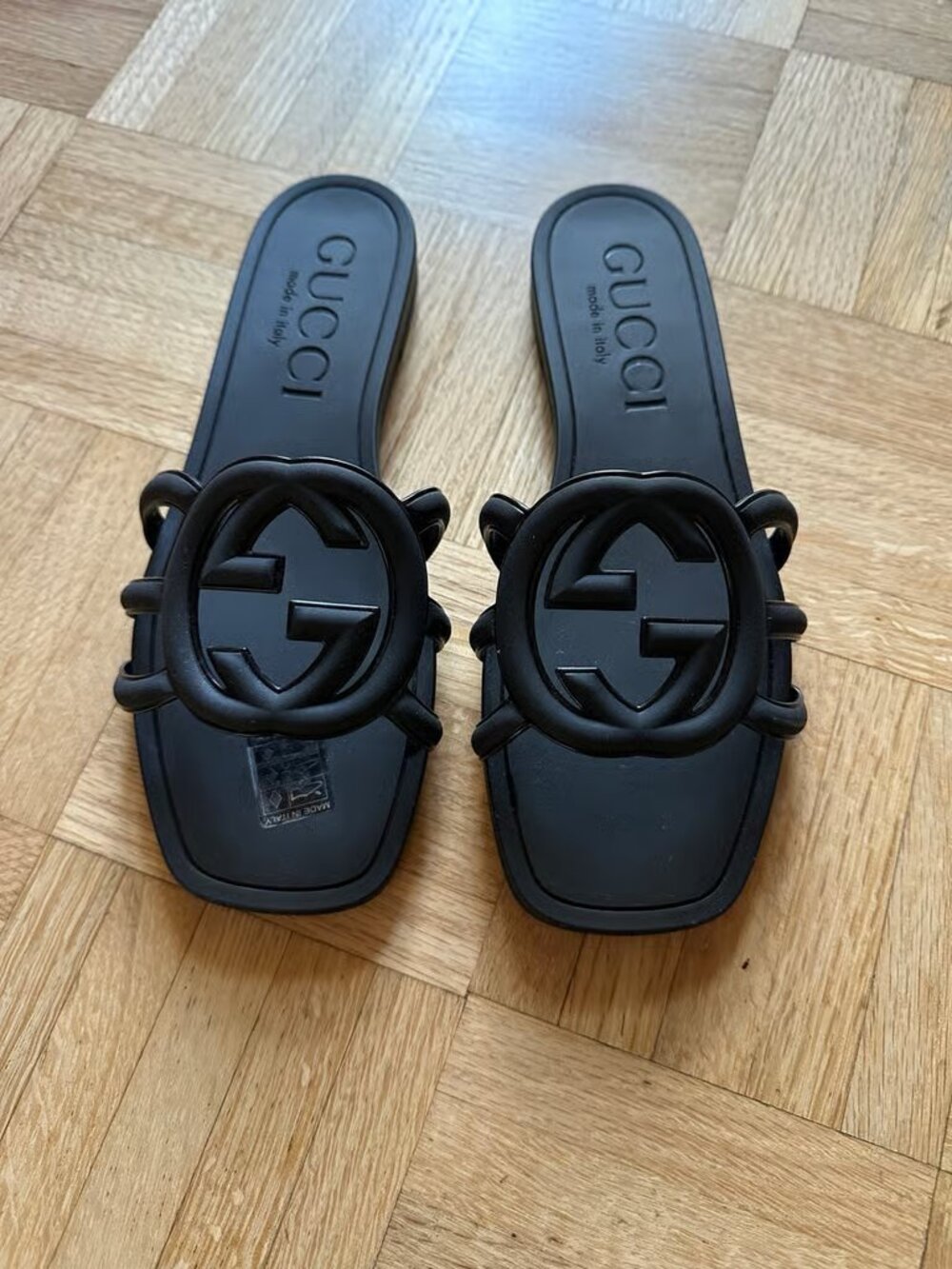 Gucci Black Interlocking G Slide Sandals